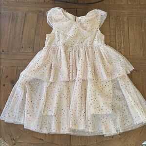 Konges slojd fairy dress 11-12 years beige tulle metallic rainbow stars